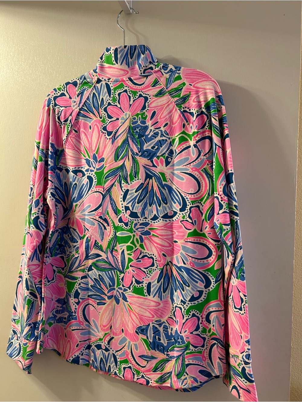 Lilly Pulitzer Pink Blue Green Floral Half-Zip Pullover - Picture 5 of 5